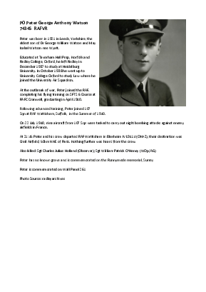 A preview of a PDF biography for Watson, Peter George Anthony